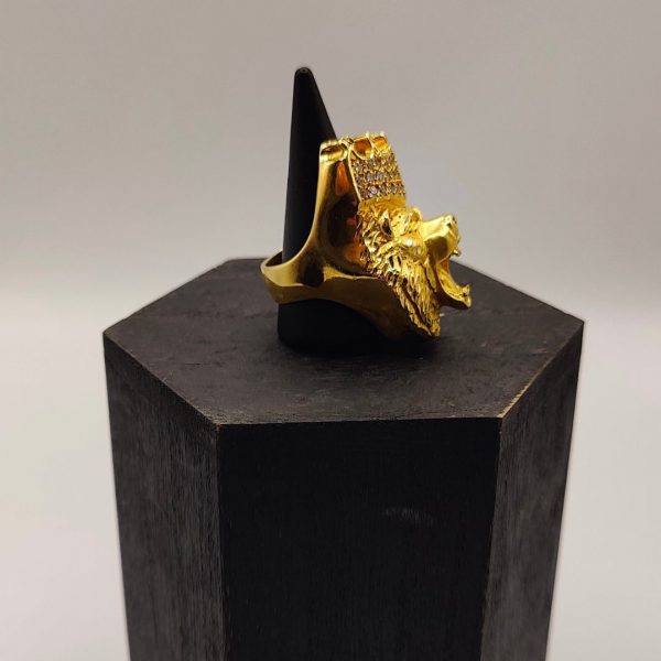 Anillo Cabeza de Oso con Circonitas en Oro 18K