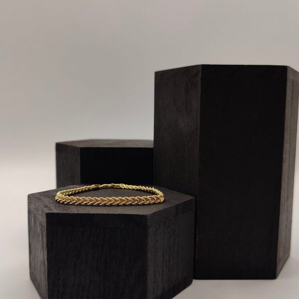 Pulsera Doble Cordón con Efecto Corazón en Oro 18K
