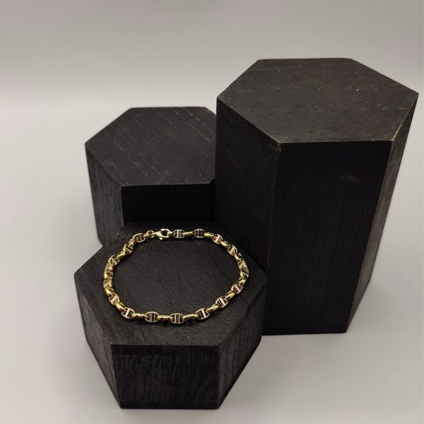 Pulsera Rolo en Oro Dorado y Blanco 18K