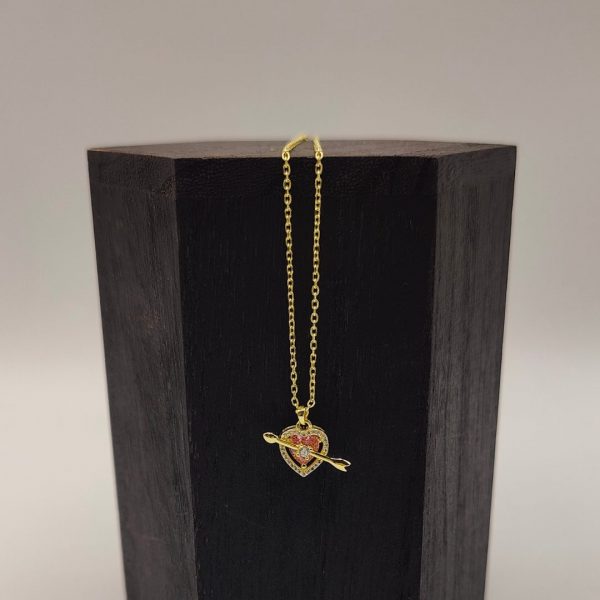 Cadena Rolo con Colgante de Corazón y Flecha