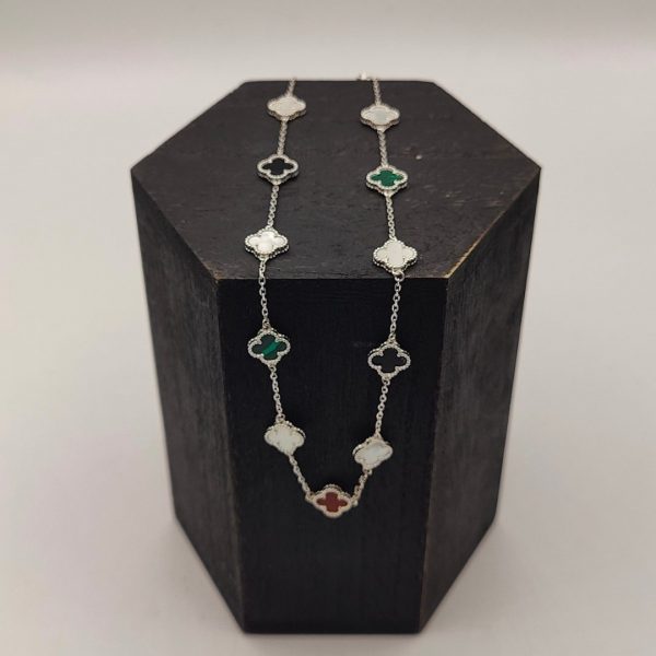Cadena Rolo con Flores de Piedras Preciosas Estilo Van Cleef