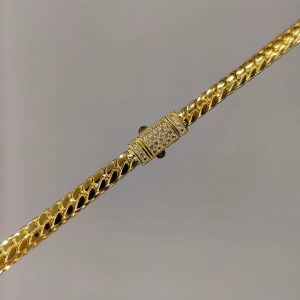 Cadena cubana con cierre de circonita de 51 cm y 6 mm en oro de 18k