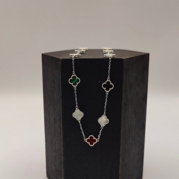 Cadena Rolo con Flores de Piedras Preciosas Estilo Van Cleef