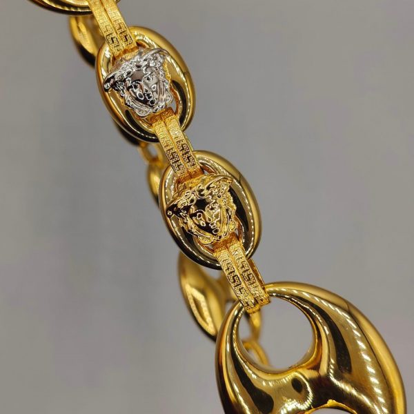 Cadena calabrote estilo Versace con cara de medusa, en oro de 18k (40 cm)