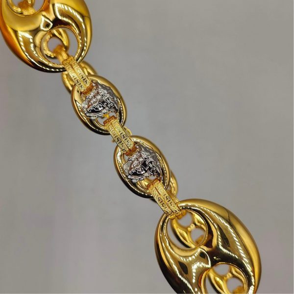 Cadena calabrote estilo Versace con cara de medusa, en oro de 18k (40 cm)