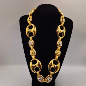 Cadena calabrote estilo Versace con cara de medusa, en oro de 18k (40 cm)