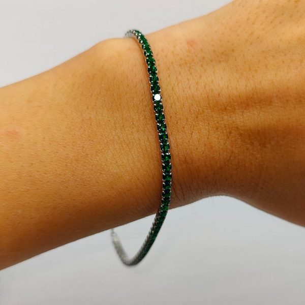 Pulsera de plata riviera con circonitas verdes