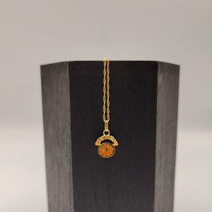Colgante Media Naranja con Diamante y Grabado "Eres mi Media Naranja" en Oro 18K