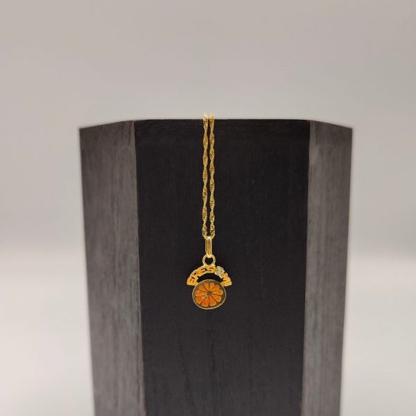 Colgante Media Naranja con Diamante y Grabado "Eres mi Media Naranja" en Oro 18K