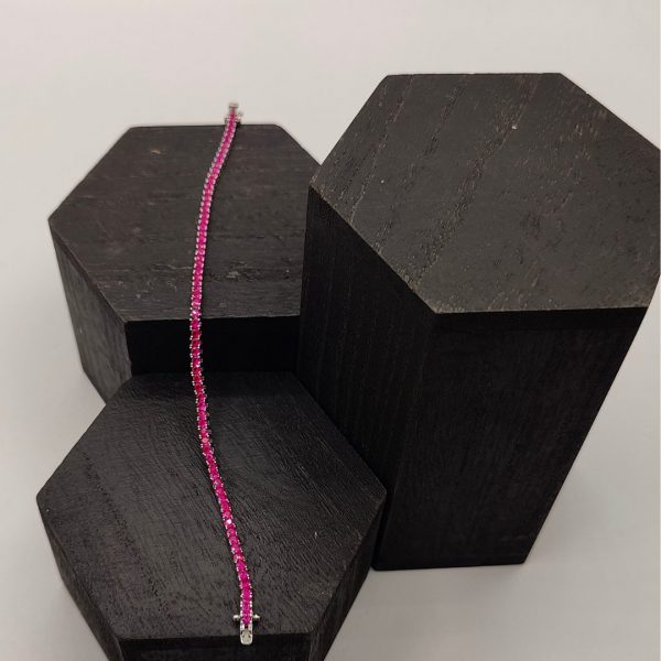Pulsera de Plata con Circonitas Fucsias