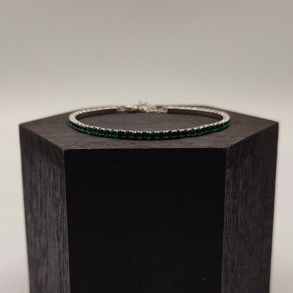 Pulsera de plata riviera con circonitas verdes
