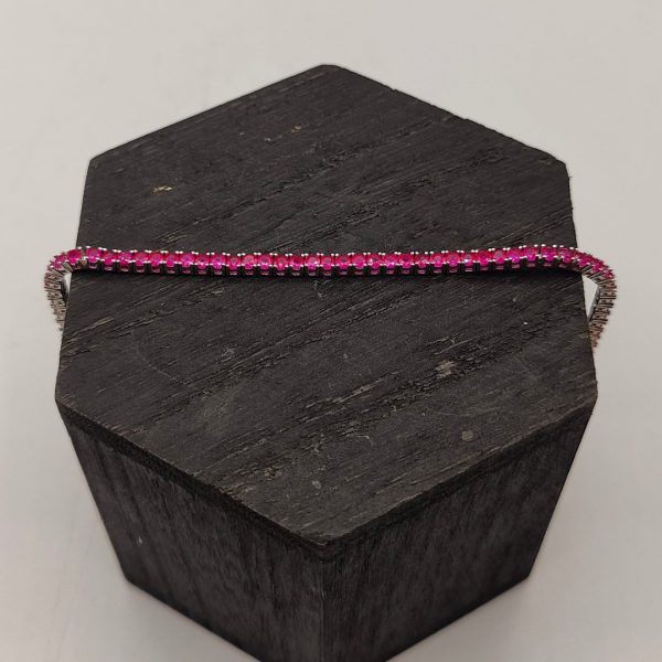 Pulsera de Plata con Circonitas Fucsias