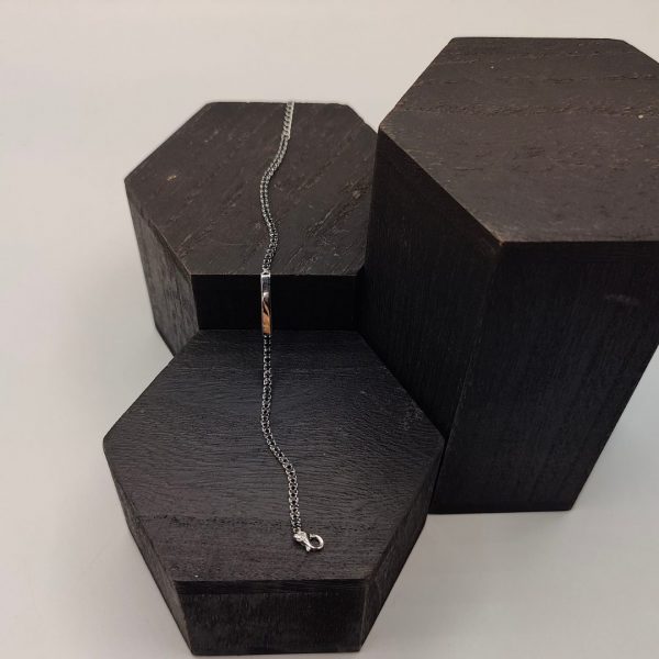 Pulsera de Plata con Circonitas Negras Estilo "No Me Olvides"