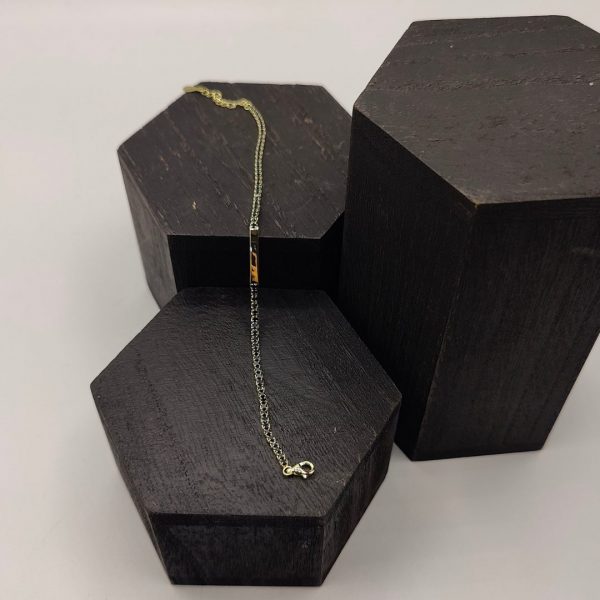 Pulsera de Plata Chapada en Oro con Circonitas Negras Estilo "No Me Olvides"