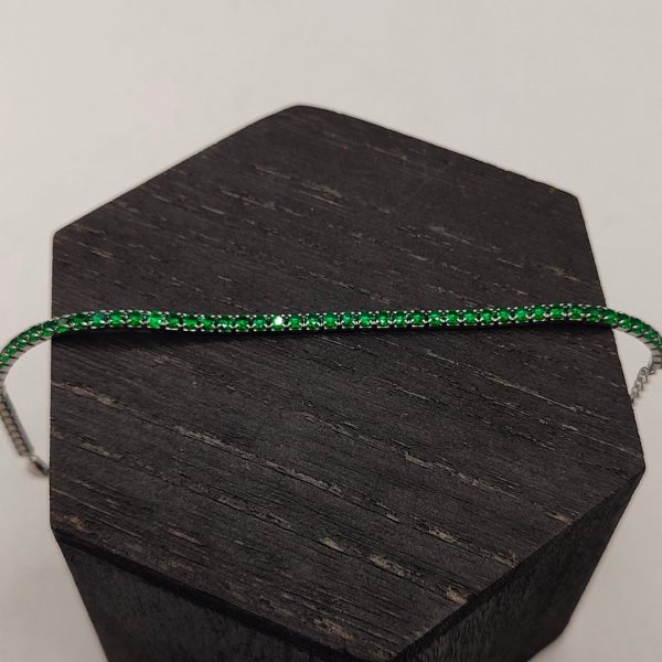 Pulsera de plata riviera con circonitas verdes