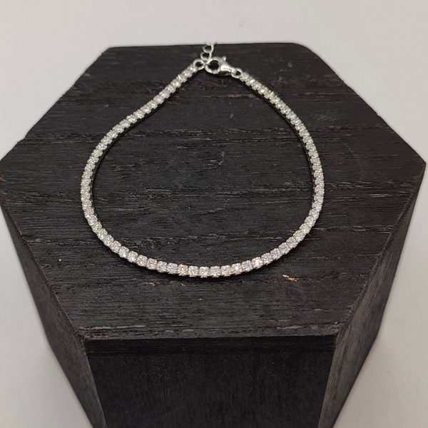 Pulsera de plata riviera con circonitas blancas