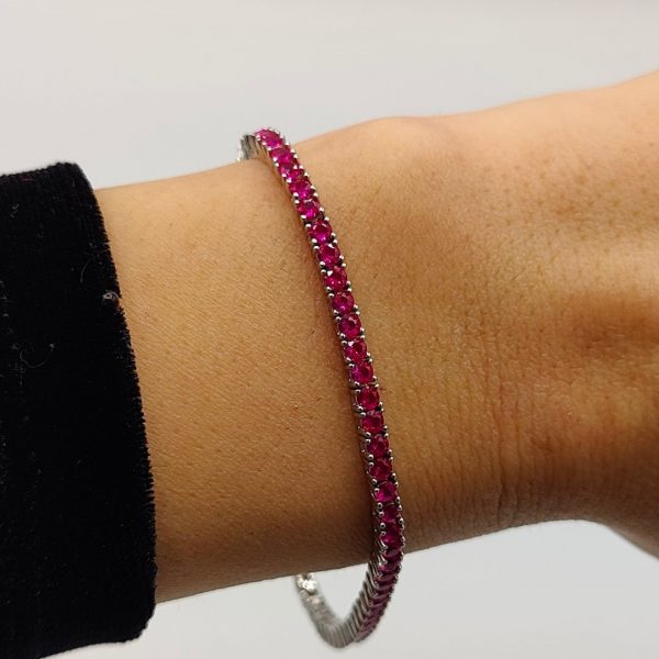 Pulsera de Plata con Circonitas Fucsias