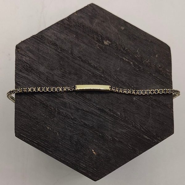 Pulsera de Plata Chapada en Oro con Circonitas Negras Estilo "No Me Olvides"