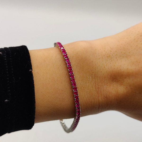 Pulsera de Plata con Circonitas Fucsias