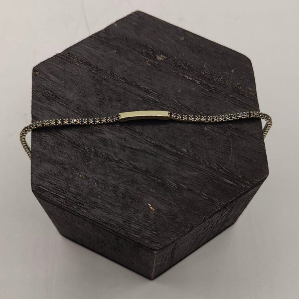 Pulsera de Plata Chapada en Oro con Circonitas Negras Estilo "No Me Olvides"
