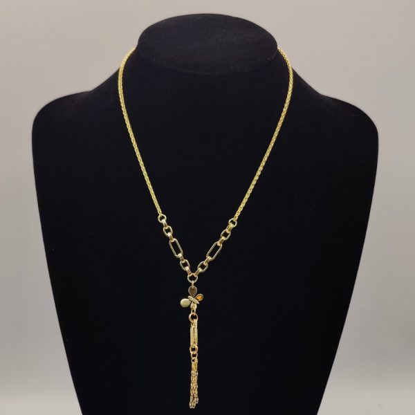 Collar de Oro 18K con Cadena Fantasía, Mini Mariposa y Detalles Estilo Versace – 45.7 cm