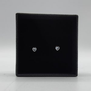Pendientes de Corazón en Oro Blanco de 18K con Circonita Azul