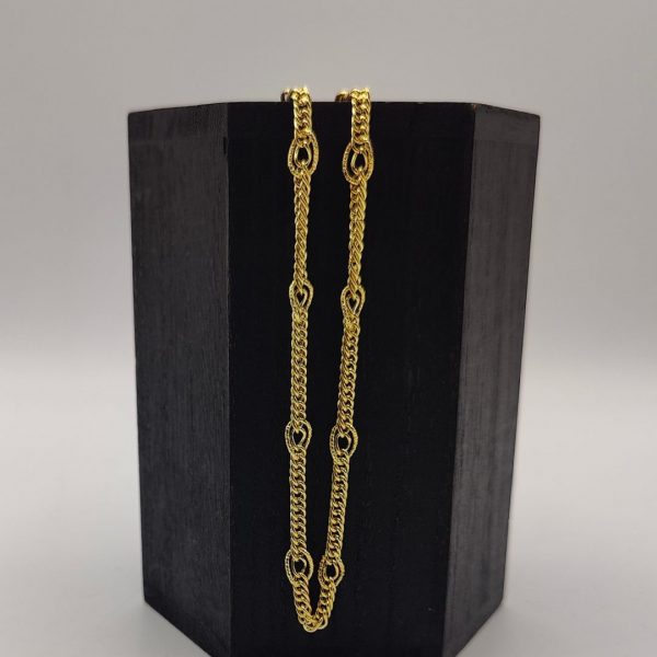 Collar de Oro 18K Estilo Cubano con Eslabones Especiales – 40 cm x 7 mm