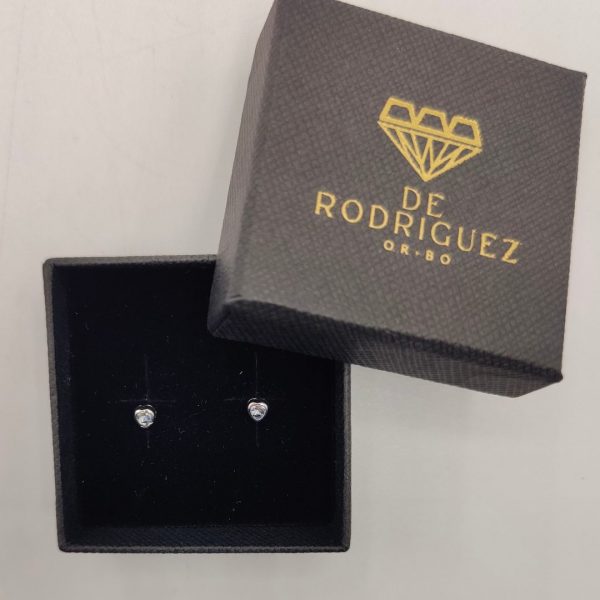 Pendientes de Corazón en Oro Blanco de 18K con Circonita Azul - Imagen 2