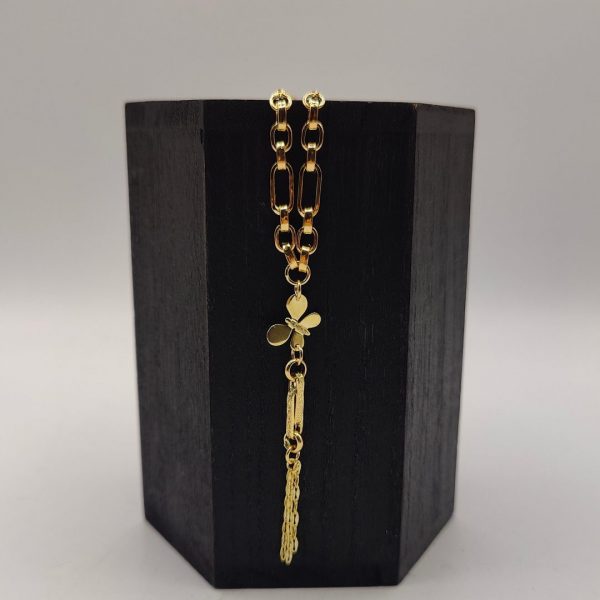 Collar de Oro 18K con Cadena Fantasía, Mini Mariposa y Detalles Estilo Versace – 45.7 cm