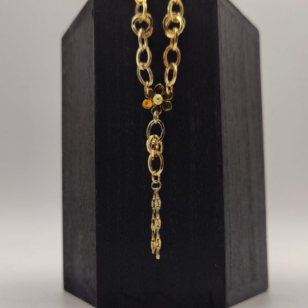 collar con cadena fantasía con una flor colgando 48 cm
