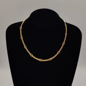 Collar de Oro 18K Estilo Cubano con Eslabones Especiales – 40 cm x 7 mm