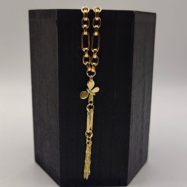 Collar de Oro 18K con Cadena Fantasía, Mini Mariposa y Detalles Estilo Versace – 45.7 cm