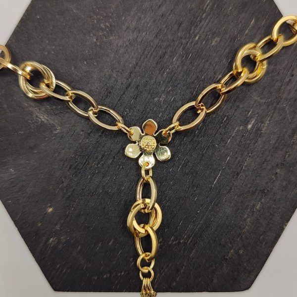 collar con cadena fantasía con una flor colgando 48 cm