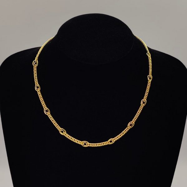 Collar de Oro 18K Estilo Cubano con Eslabones Especiales – 40 cm x 7 mm