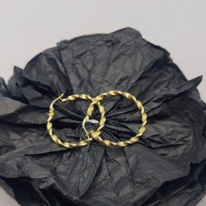 Pendiente Aro Rizado Efecto Mate y Brillante – 18K