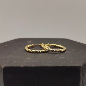 Pendiente Aro con Textura – 18K