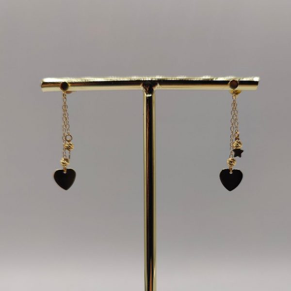 Pendiente Colgante Corazón y Estrella – 18K