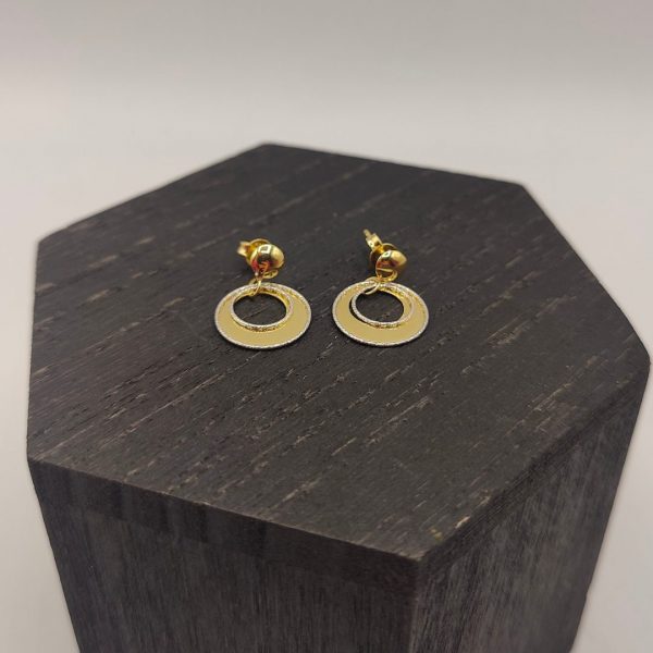 Pendiente Doble Aro Colgante – 18K