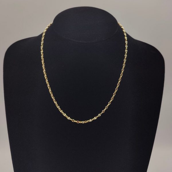 Collar Rolo con Detalles en Oro Blanco – 44,5 cm 3 mm – 18K