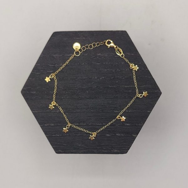 Pulsera con Cadena Rolo y Estrellas Colgantes – 18K