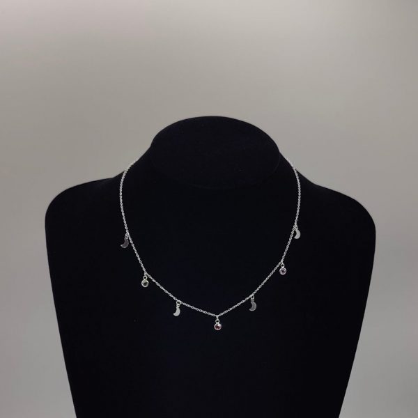 Collar con Charms de Circonitas de Colores y Lunas en Plata