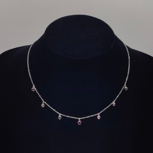 Collar con Charms de Circonitas de Colores en Plata Dorada