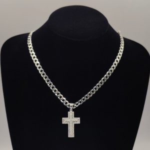 Colgante Cruz Cuadrada con Circonitas – Plata