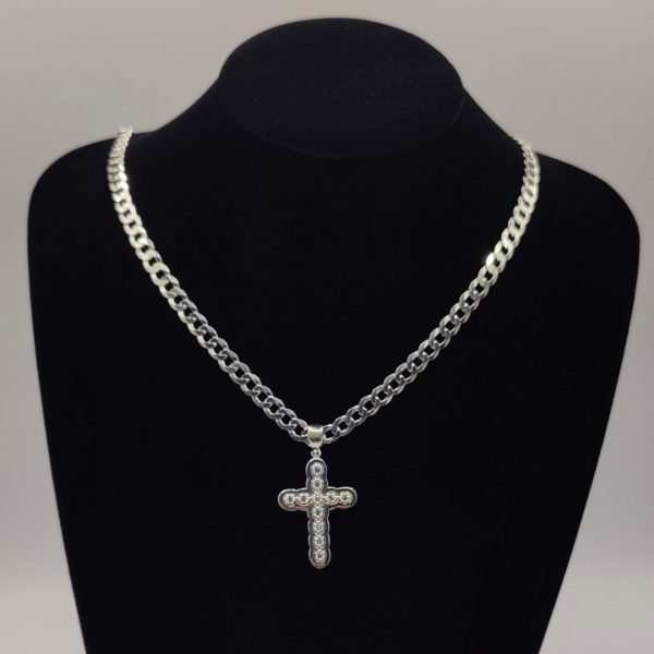 Colgante Cruz Redonda con Circonitas – Plata