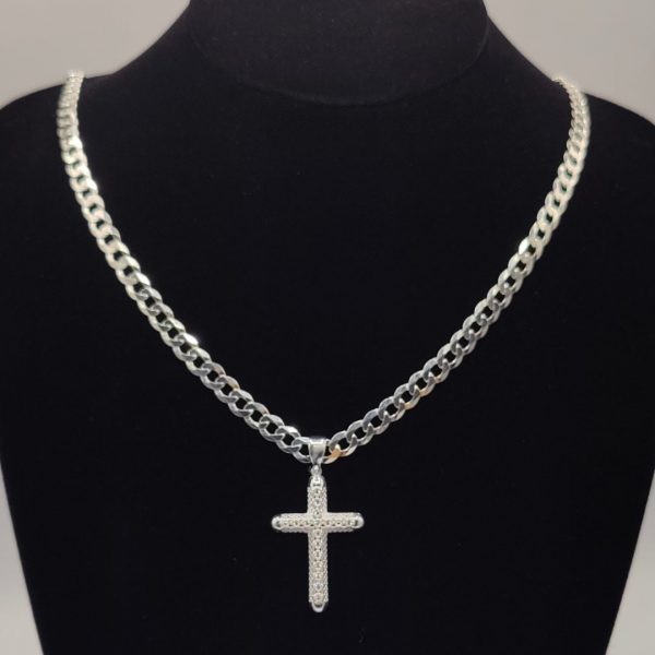 Colgante Cruz Calada con Circonitas – Plata
