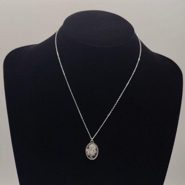 Collar Personalizable con Rosa Grabada – Cadena Rolo de Plata