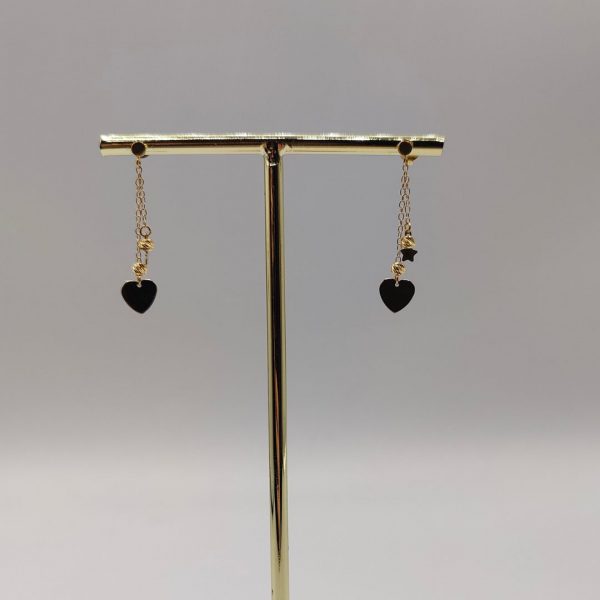 Pendiente Colgante Corazón y Estrella – 18K