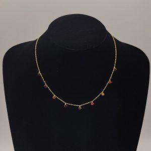 Collar con Cadena Rolo y Corazones Colgantes – 42 cm – 18K