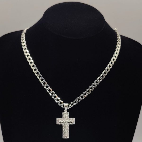 Colgante Cruz Cuadrada con Circonitas – Plata