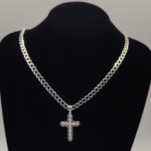 Colgante Cruz Redonda con Circonitas – Plata